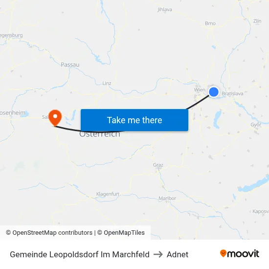 Gemeinde Leopoldsdorf Im Marchfeld to Adnet map