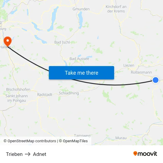 Trieben to Adnet map