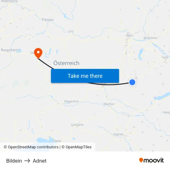 Bildein to Adnet map