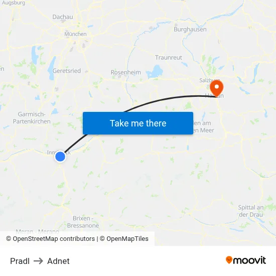 Pradl to Adnet map