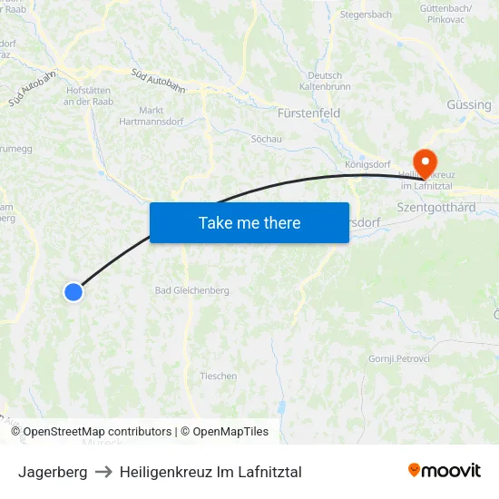 Jagerberg to Heiligenkreuz Im Lafnitztal map