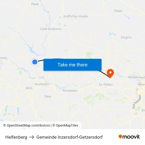 Helfenberg to Gemeinde Inzersdorf-Getzersdorf map