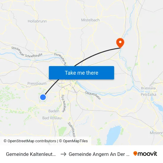 Gemeinde Kaltenleutgeben to Gemeinde Angern An Der March map