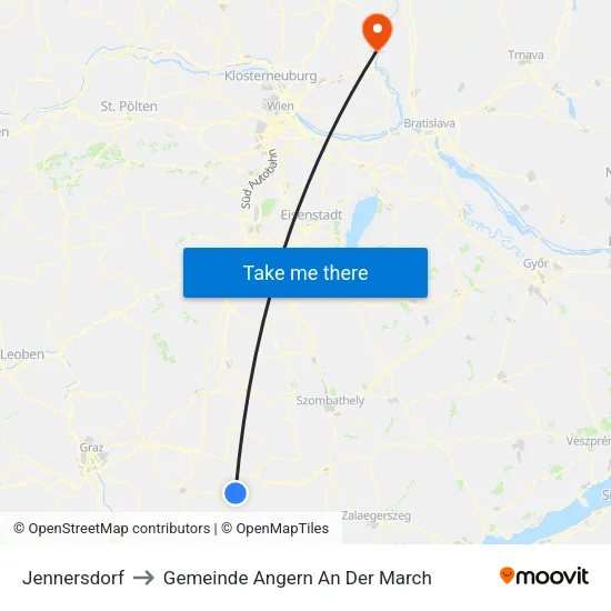 Jennersdorf to Gemeinde Angern An Der March map