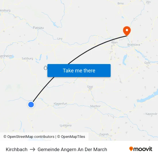 Kirchbach to Gemeinde Angern An Der March map
