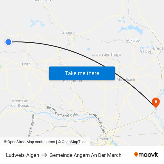 Ludweis-Aigen to Gemeinde Angern An Der March map