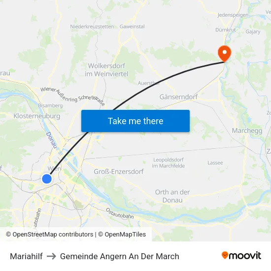 Mariahilf to Gemeinde Angern An Der March map