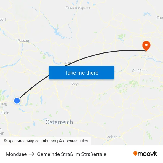 Mondsee to Gemeinde Straß Im Straßertale map