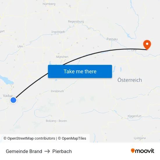 Gemeinde Brand to Pierbach map