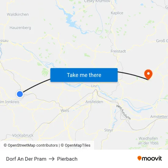Dorf An Der Pram to Pierbach map