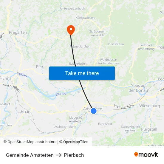 Gemeinde Amstetten to Pierbach map