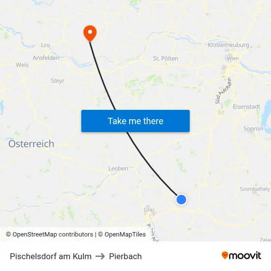 Pischelsdorf am Kulm to Pierbach map