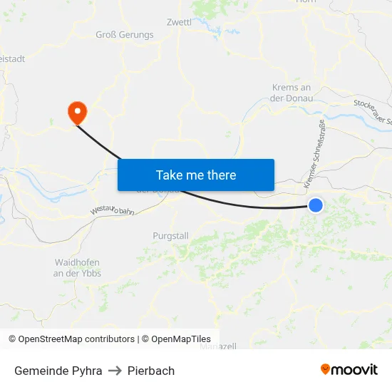 Gemeinde Pyhra to Pierbach map