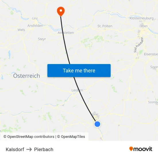Kalsdorf to Pierbach map