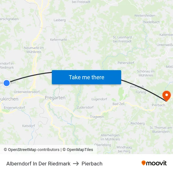 Alberndorf In Der Riedmark to Pierbach map