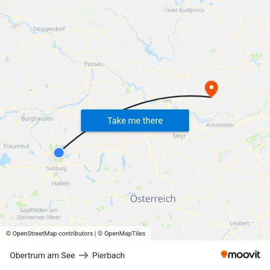 Obertrum am See to Pierbach map