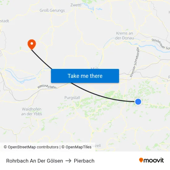 Rohrbach An Der Gölsen to Pierbach map