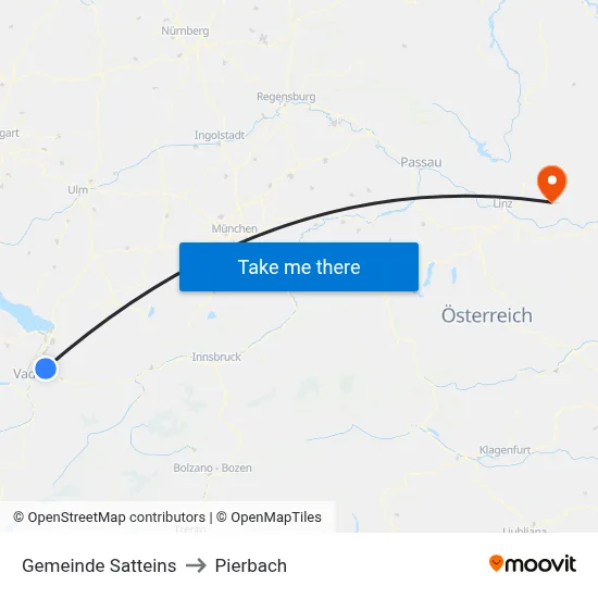 Gemeinde Satteins to Pierbach map