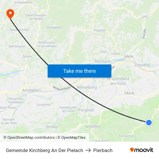 Gemeinde Kirchberg An Der Pielach to Pierbach map