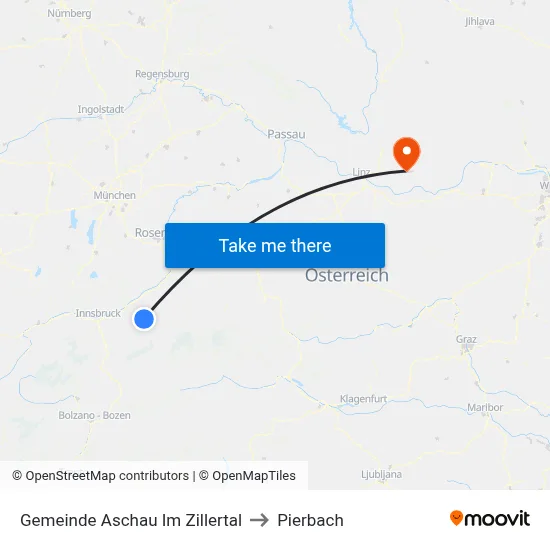 Gemeinde Aschau Im Zillertal to Pierbach map
