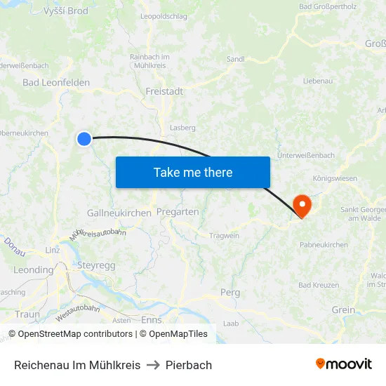 Reichenau Im Mühlkreis to Pierbach map