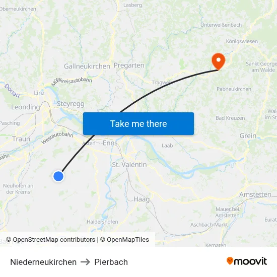 Niederneukirchen to Pierbach map