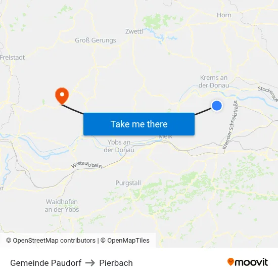 Gemeinde Paudorf to Pierbach map