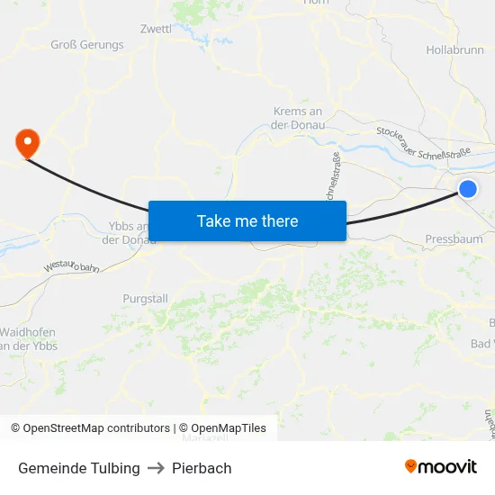 Gemeinde Tulbing to Pierbach map