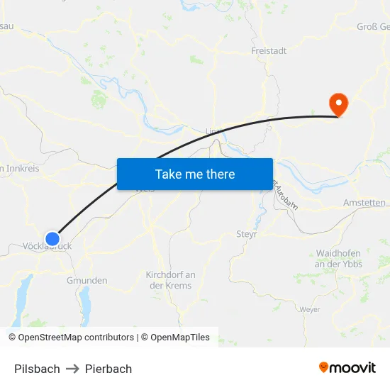 Pilsbach to Pierbach map