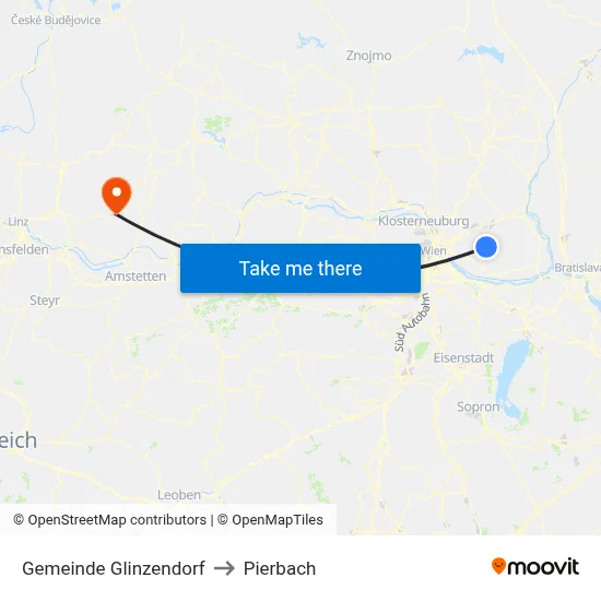 Gemeinde Glinzendorf to Pierbach map