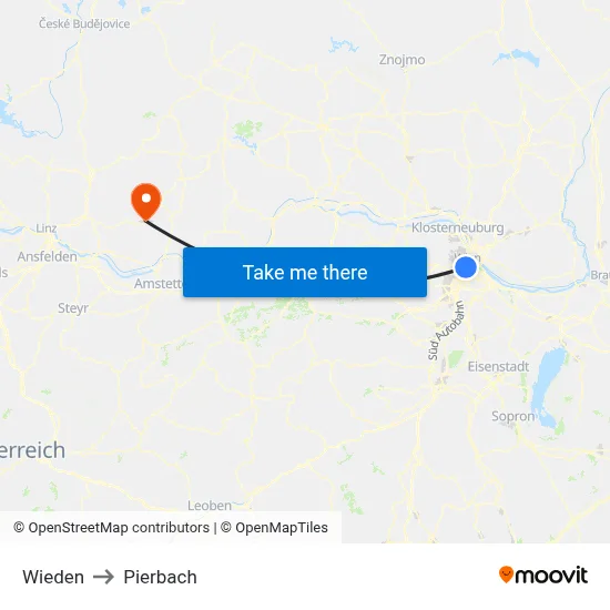 Wieden to Pierbach map