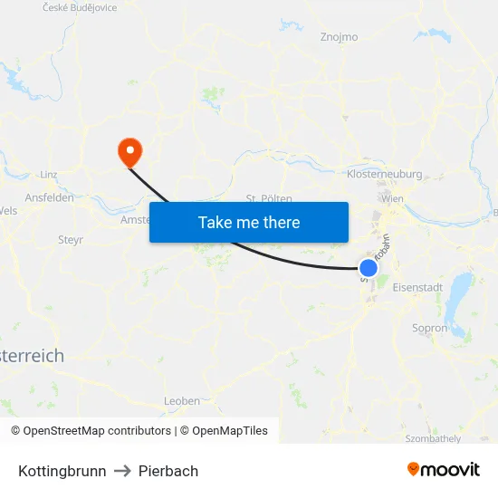 Kottingbrunn to Pierbach map