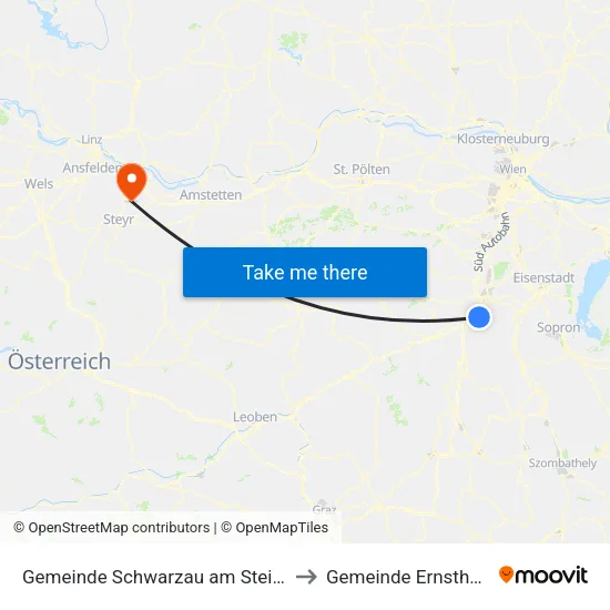 Gemeinde Schwarzau am Steinfeld to Gemeinde Ernsthofen map