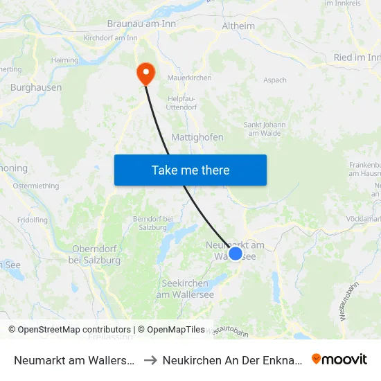 Neumarkt am Wallersee to Neukirchen An Der Enknach map