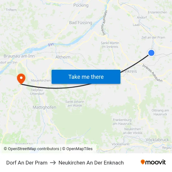 Dorf An Der Pram to Neukirchen An Der Enknach map