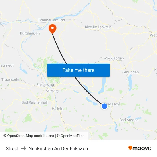 Strobl to Neukirchen An Der Enknach map