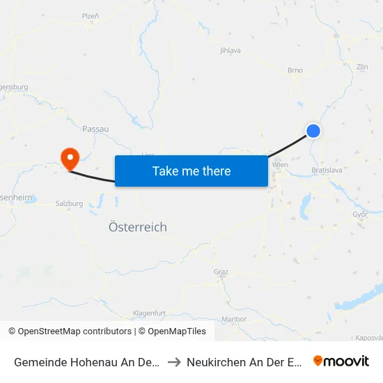 Gemeinde Hohenau An Der March to Neukirchen An Der Enknach map