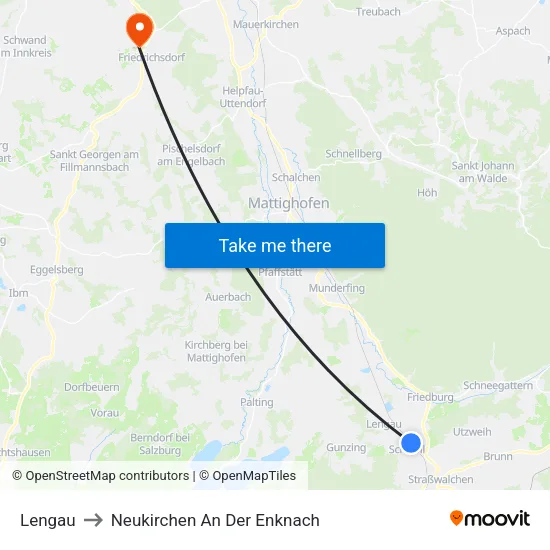 Lengau to Neukirchen An Der Enknach map