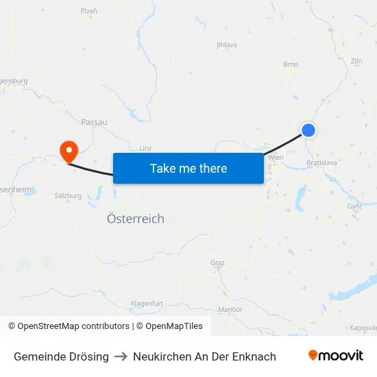 Gemeinde Drösing to Neukirchen An Der Enknach map