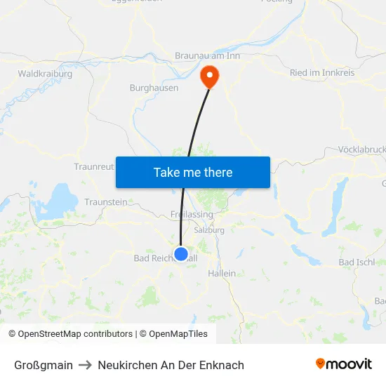 Großgmain to Neukirchen An Der Enknach map