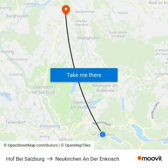 Hof Bei Salzburg to Neukirchen An Der Enknach map