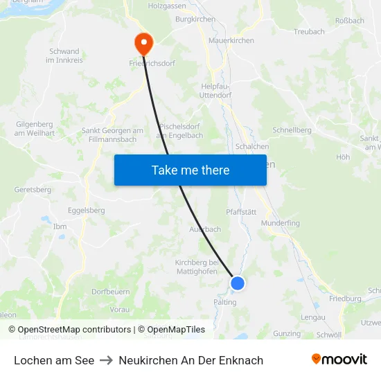 Lochen am See to Neukirchen An Der Enknach map
