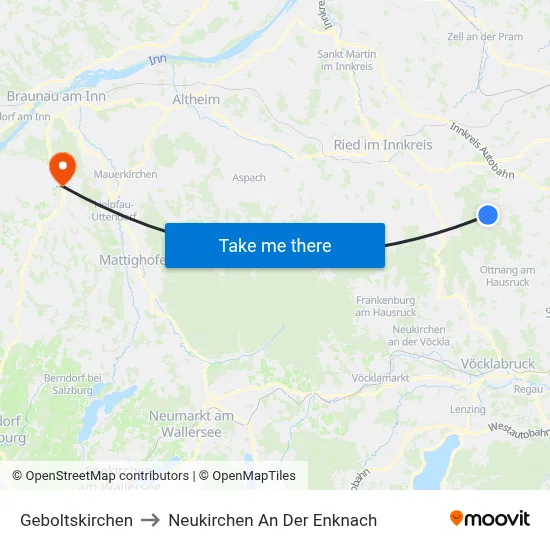 Geboltskirchen to Neukirchen An Der Enknach map