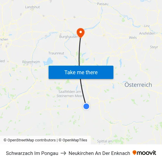 Schwarzach Im Pongau to Neukirchen An Der Enknach map