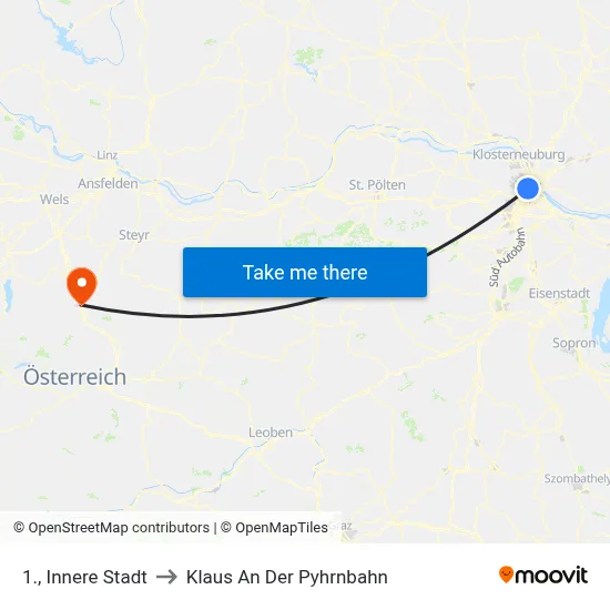 1., Innere Stadt to Klaus An Der Pyhrnbahn map