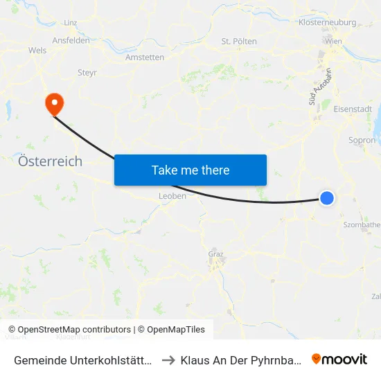 Gemeinde Unterkohlstätten to Klaus An Der Pyhrnbahn map