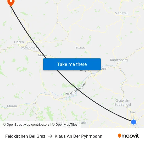 Feldkirchen Bei Graz to Klaus An Der Pyhrnbahn map