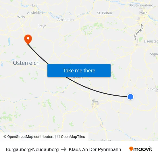 Burgauberg-Neudauberg to Klaus An Der Pyhrnbahn map