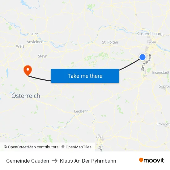 Gemeinde Gaaden to Klaus An Der Pyhrnbahn map