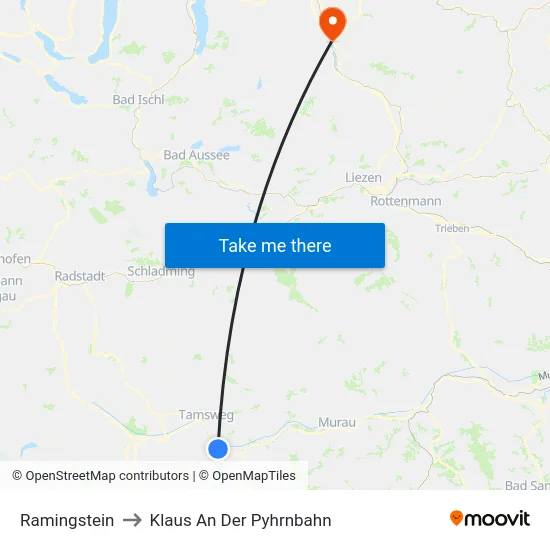Ramingstein to Klaus An Der Pyhrnbahn map